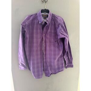 Ariat Pro Series Mens Purple Plaid Long Sleeve Button Down Western Shirt M